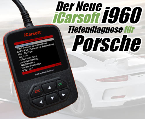 iCarsoft i960 Diagnose für Porsche Boxster Caymen 911 GT2 GT3 uvm.