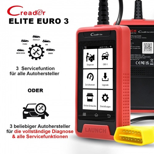 LAUNCH CRE Euro 3 Elite OBD2 Diagnosegerät für alle Steuergeräte 31 Service Funktionen